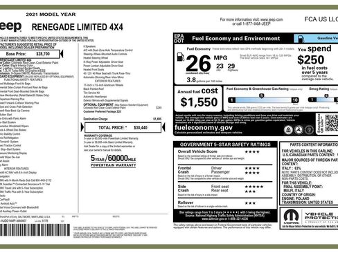 Used 2021 Jeep Renegade Limited AWD/4WD image 43