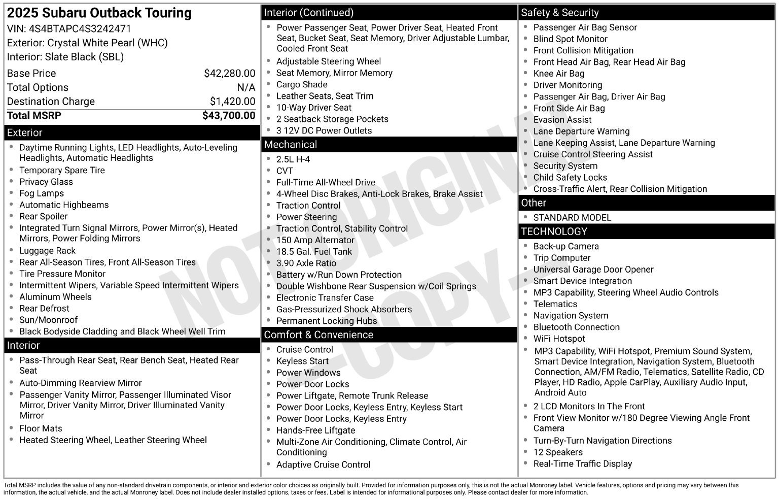 Certified 2025 Subaru Outback Touring AWD/4WD image 34