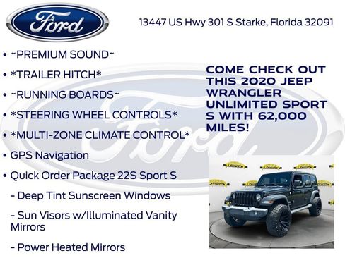 Used 2020 Jeep Wrangler Unlimited Sport S w/ Sun And Sound Package AWD/4WD image 15
