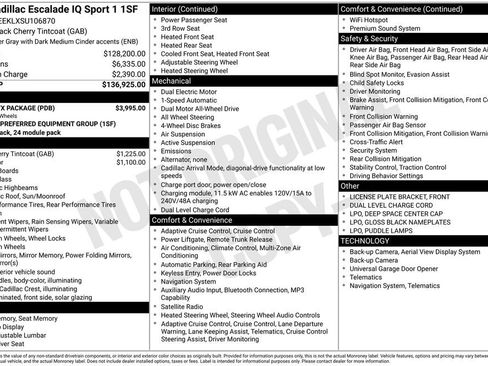 New 2025 Cadillac Escalade IQ Sport 1 w/ LPO, ONYX Package AWD/4WD image 44