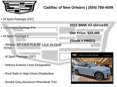 Used 2022 BMW X3 sDrive30i w/ M Sport Package 2 RWD image 7