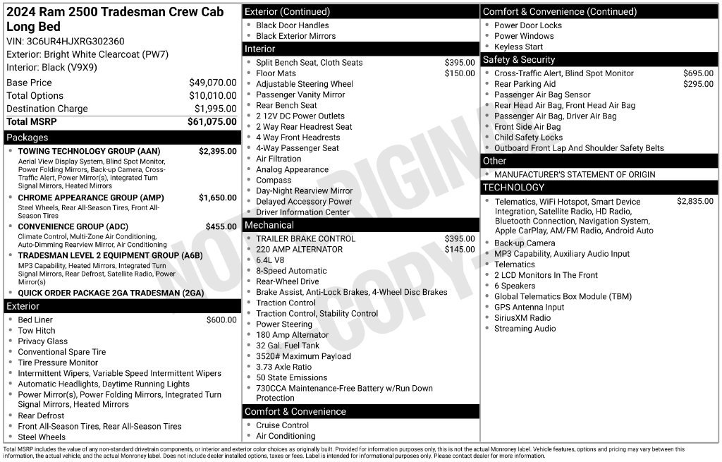Used 2024 RAM 2500 Tradesman w/ Towing Technology Group RWD image 49