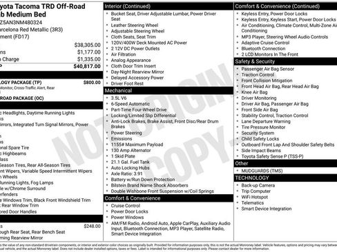 Used 2022 Toyota Tacoma TRD Off-Road w/ Technology Package image 6