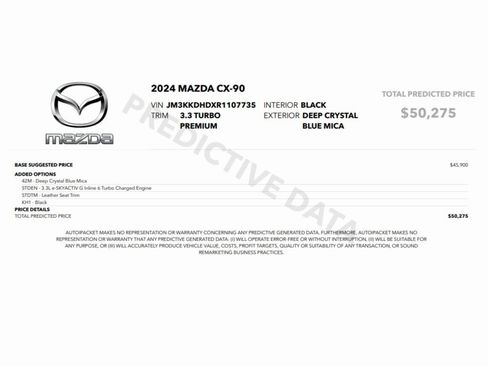 Used 2024 MAZDA CX-90 3.3 Turbo w/ Premium Package image 2