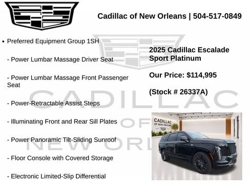 Used 2025 Cadillac Escalade Sport Platinum w/ LPO, Floor Liner Package AWD/4WD image 7