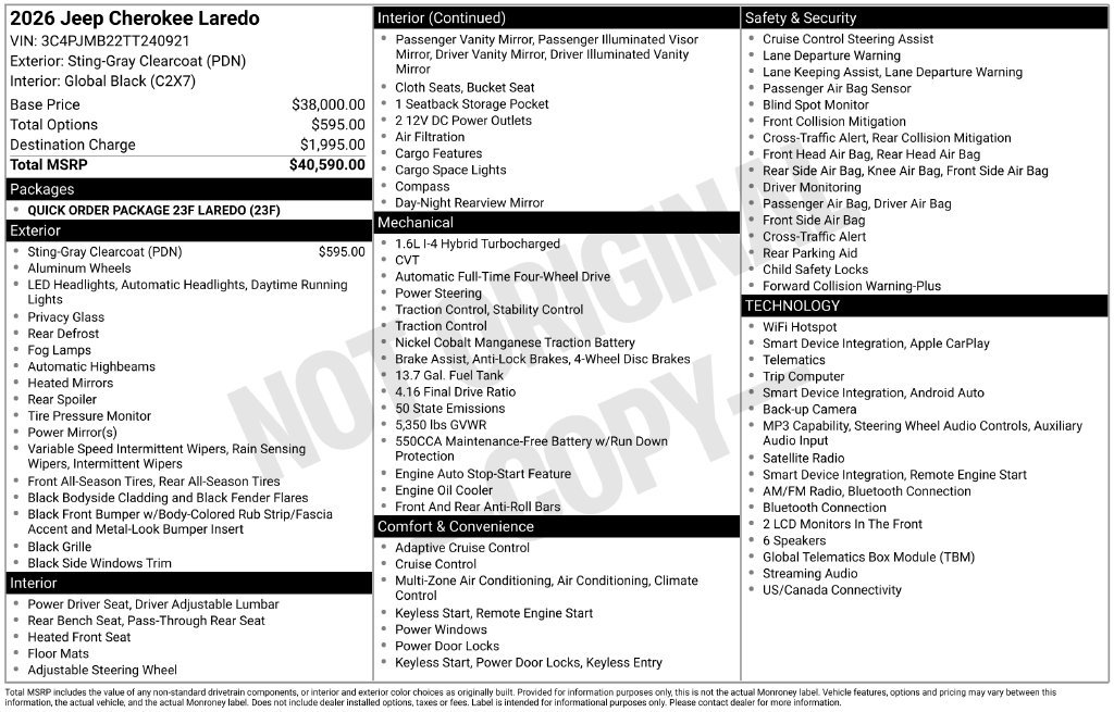 Used 2026 Jeep Cherokee Laredo AWD/4WD image 34