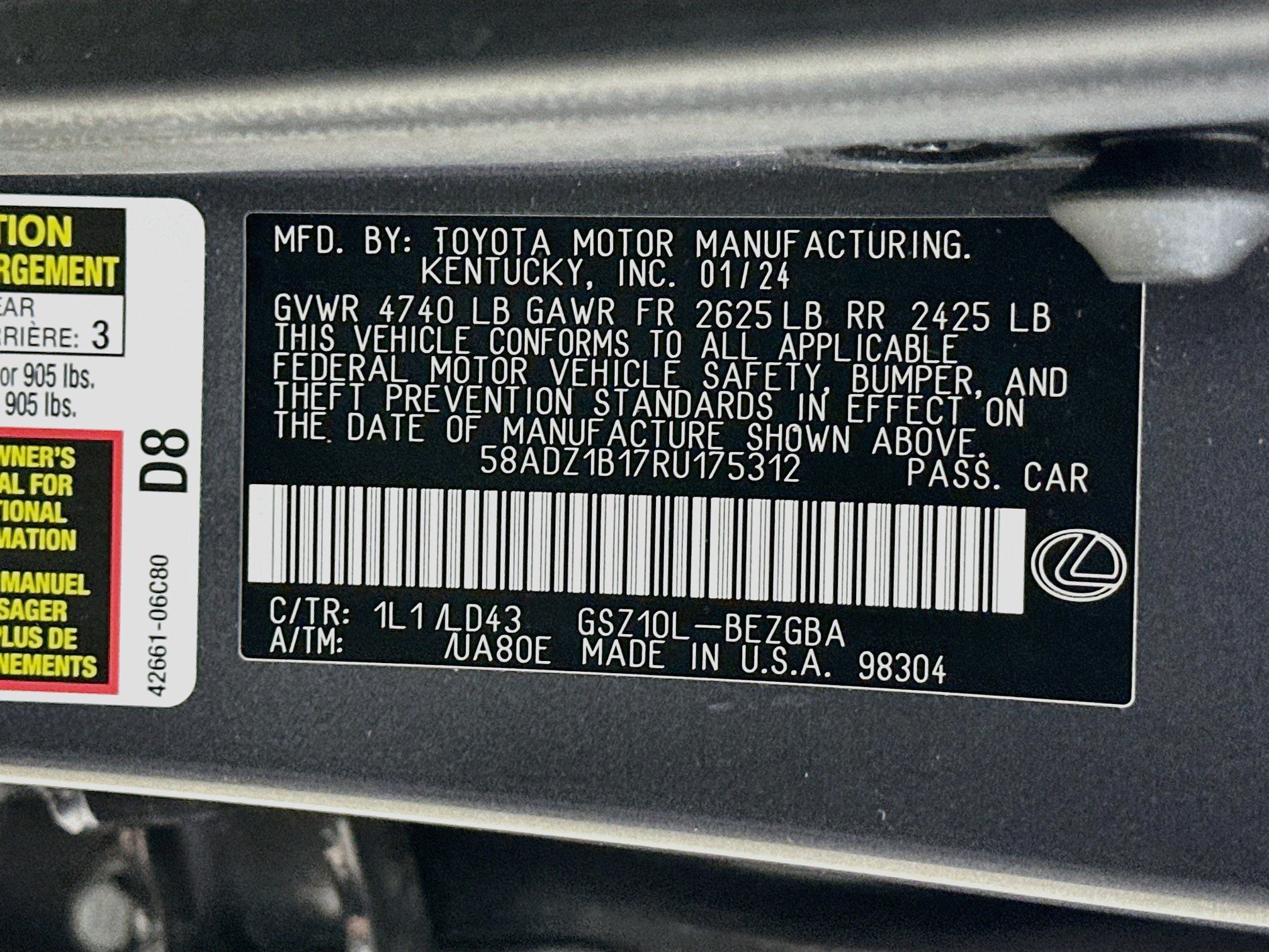 Used 2024 Lexus ES 350 w/ Premium Package FWD image 42