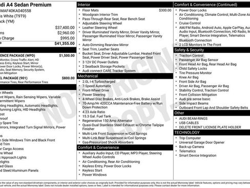 Used 2019 Audi A4 2.0T Premium w/ Convenience Package image 39