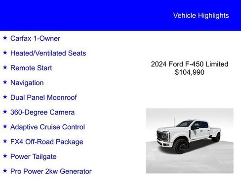 Used 2024 Ford F450 Limited w/ FX4 Off-Road Package AWD/4WD image 2