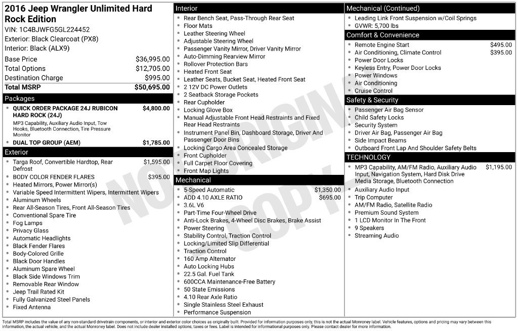 Used 2016 Jeep Wrangler Unlimited Rubicon AWD/4WD image 2