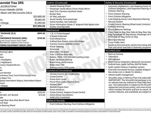 Used 2024 Chevrolet Trax RS w/ Sunroof Package FWD image 13