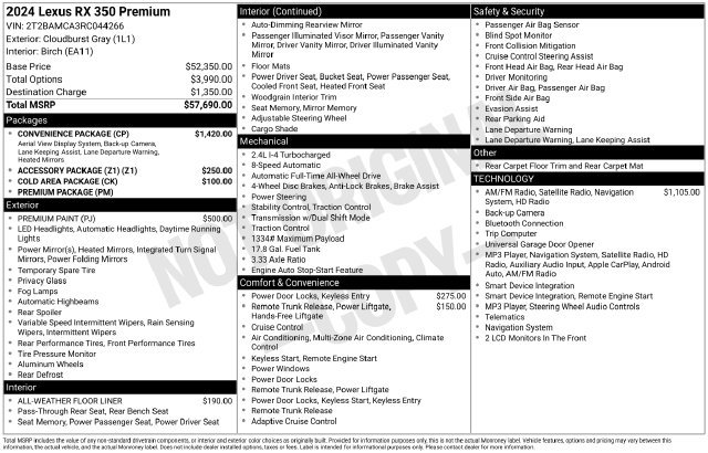 Certified 2024 Lexus RX 350 Premium w/ Convenience Package AWD/4WD image 11