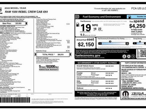 Certified 2022 RAM 1500 Rebel w/ Rebel Level 2 Equipment Group image 4