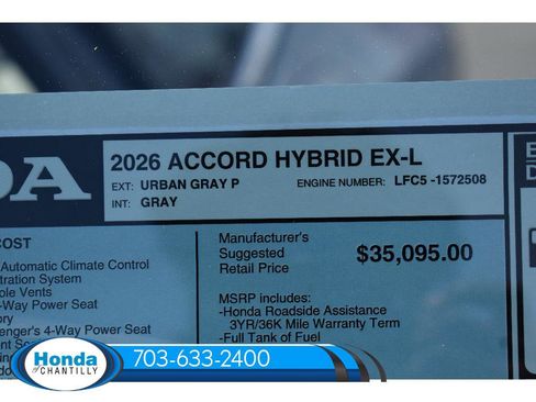 New 2026 Honda Accord Hybrid EX-L image 38