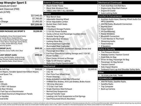 Certified 2018 Jeep Wrangler Sport AWD/4WD image 8