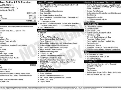 Used 2018 Subaru Outback 2.5i Premium image 9