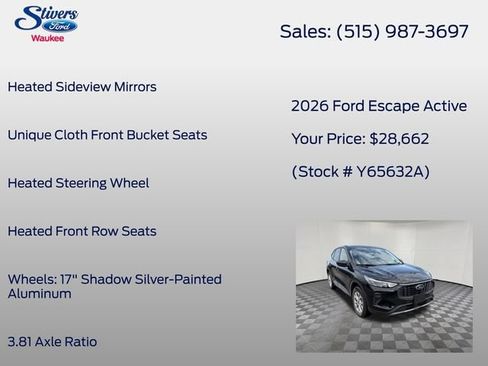 Certified 2026 Ford Escape Active w/ Cold Weather Package AWD/4WD image 22