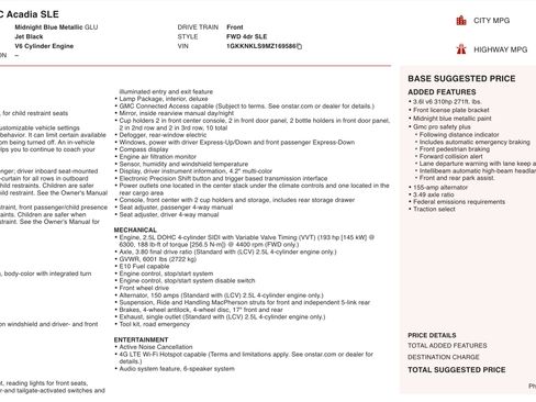 Used 2021 GMC Acadia SLE FWD image 3