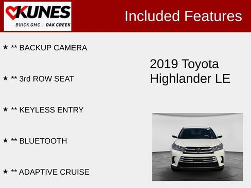 Used 2019 Toyota Highlander LE FWD image 2