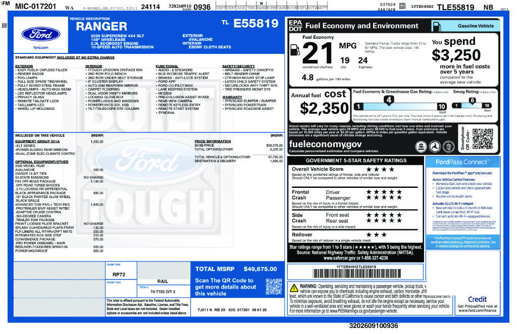 New 2026 Ford Ranger XLT AWD/4WD image 37
