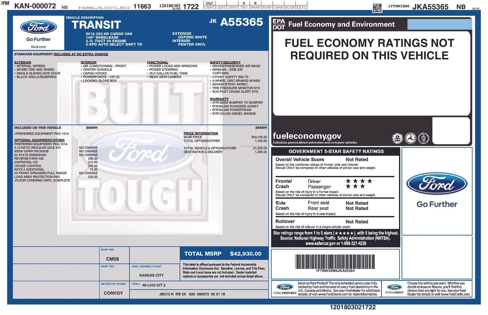 Used 2018 Ford Transit 350 148 High Roof Extended RWD image 5