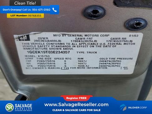 Used 2003 Chevrolet Silverado 1500 LS w/ Off-Road Package image 16