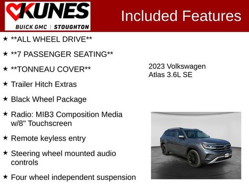 Used 2023 Volkswagen Atlas SE w/ Black Wheel Package AWD/4WD image 3
