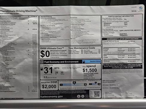 New 2026 BMW 330i Sedan w/ Premium Package image 17