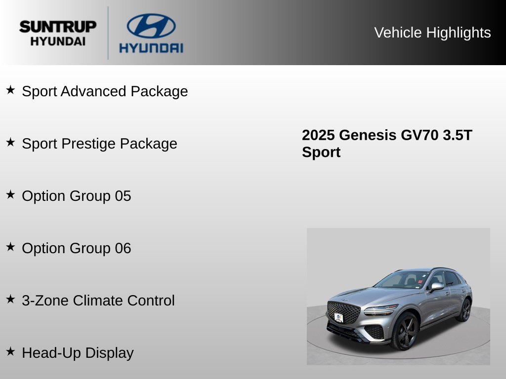 Used 2025 Genesis GV70 3.5T Sport w/ Sport Prestige Package AWD/4WD image 8