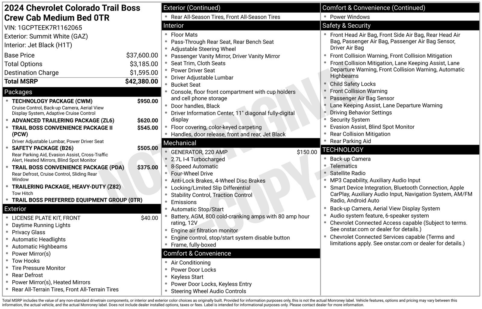 Used 2024 Chevrolet Colorado Trail Boss w/ Technology Package AWD/4WD image 9