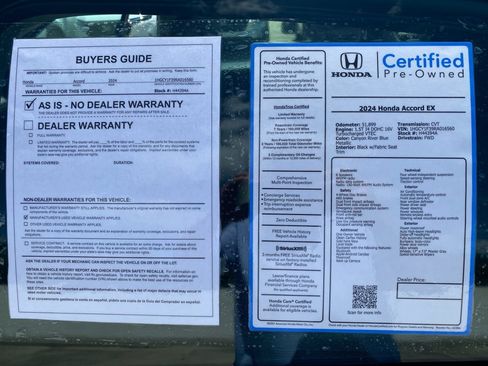 Certified 2024 Honda Accord EX image 37