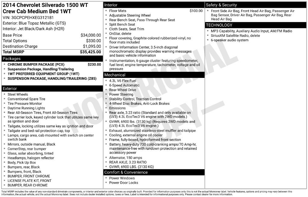 Used 2014 Chevrolet Silverado 1500 W/T w/ Chrome Bumper Package RWD image 5