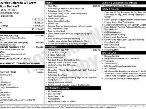 Used 2026 Chevrolet Colorado W/T w/ WT Custom Package AWD/4WD image 38