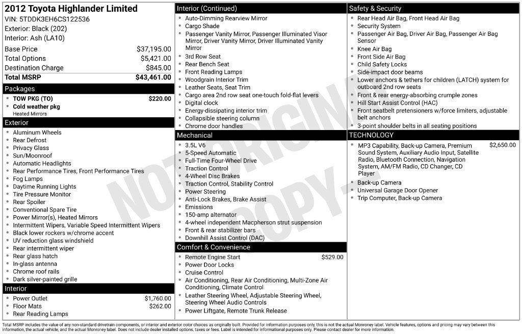 Used 2012 Toyota Highlander Limited w/ Tow Pkg AWD/4WD image 16