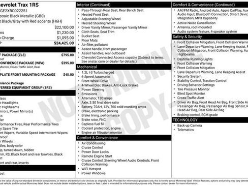 Used 2024 Chevrolet Trax RS w/ Sunroof Package FWD image 3