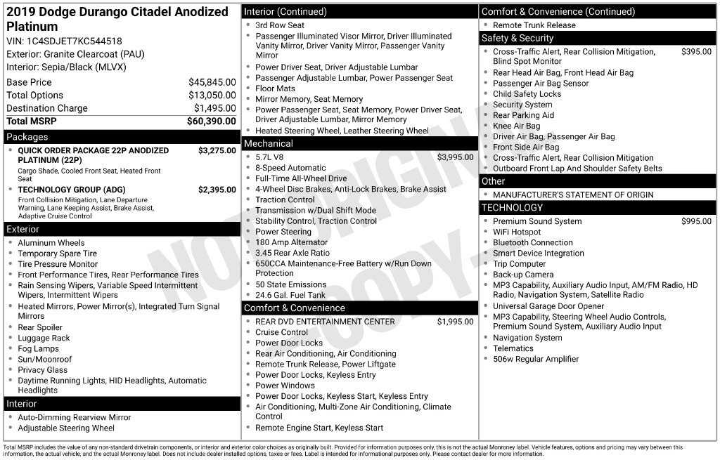 Used 2019 Dodge Durango Citadel AWD/4WD image 2