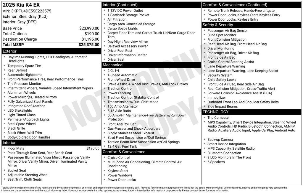 Certified 2025 Kia K4 GT-Line Turbo FWD image 7