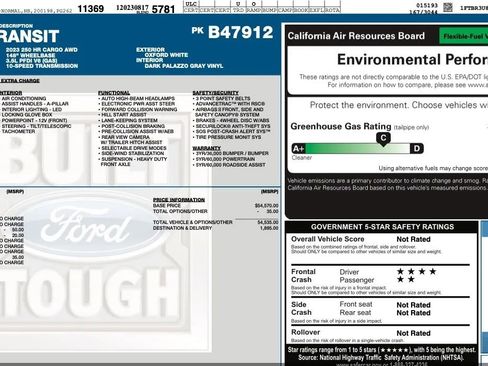 Used 2023 Ford Transit 250 148 High Roof Extended AWD w/ Fleet Safety Package image 2