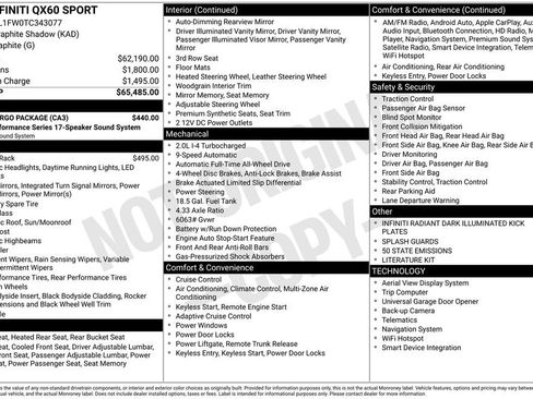 Certified 2026 INFINITI QX60 Sport w/ Dark Cargo Package AWD/4WD image 3