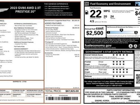 Used 2023 Genesis GV80 2.5T w/ Prestige 20" Package AWD/4WD image 27