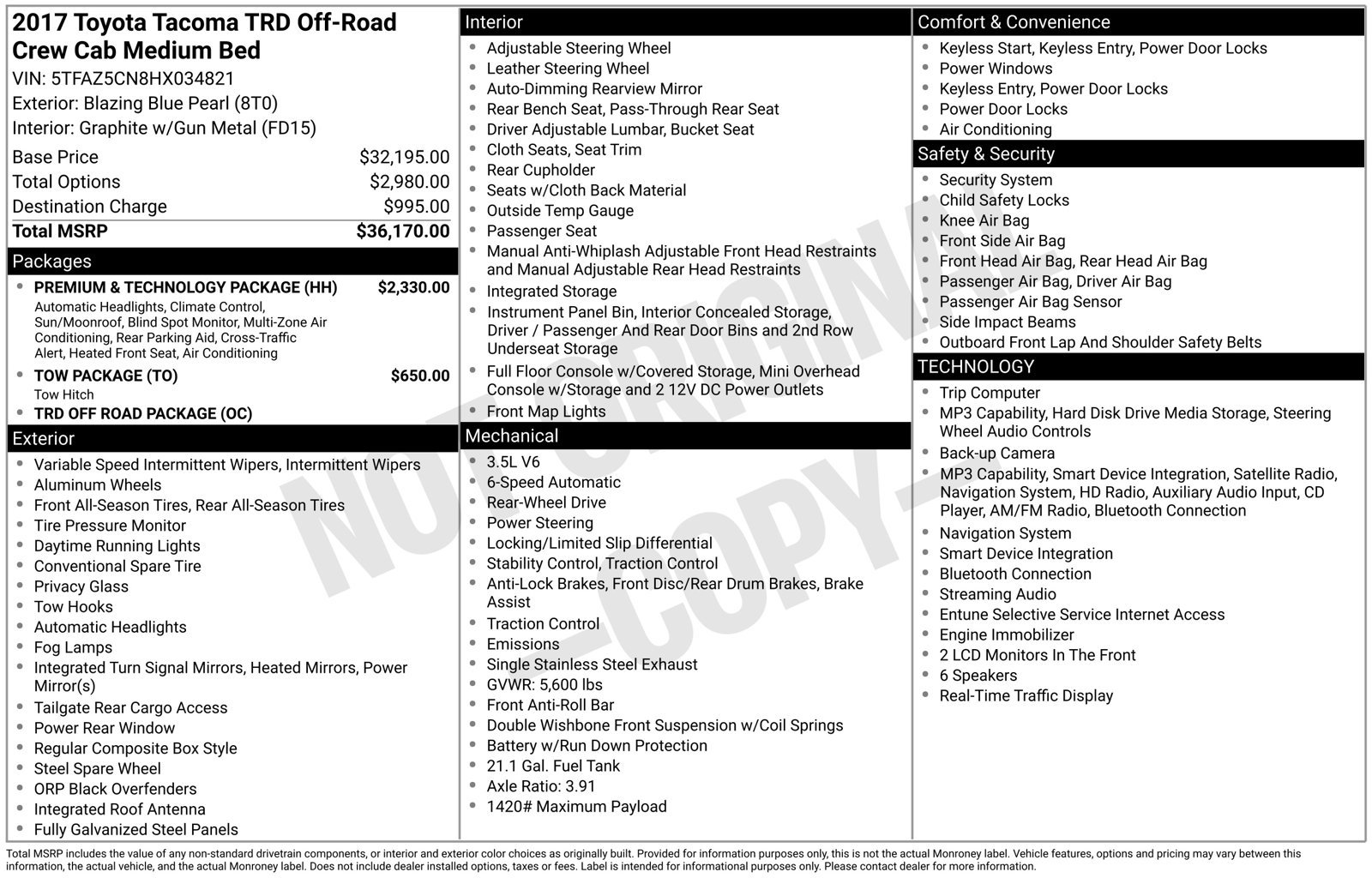 Used 2017 Toyota Tacoma TRD Off-Road w/ Premium & Technology Package RWD image 15