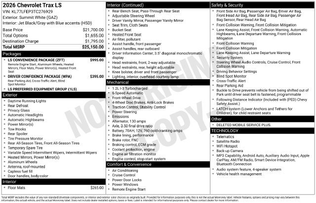 New 2026 Chevrolet Trax LS w/ LS Convenience Package FWD image 4