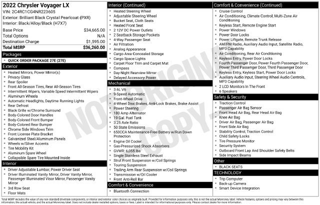 Used 2022 Chrysler Voyager LX FWD image 4
