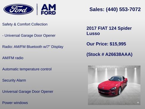 Used 2017 FIAT 124 Spider Lusso RWD image 12
