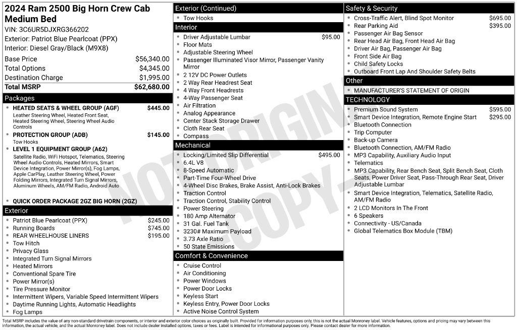 Used 2024 RAM 2500 Big Horn w/ Heated Seats & Wheel Group AWD/4WD image 9