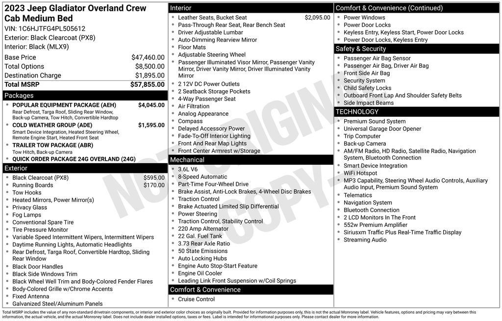 Used 2023 Jeep Gladiator Overland w/ Popular Equipment Package AWD/4WD image 58