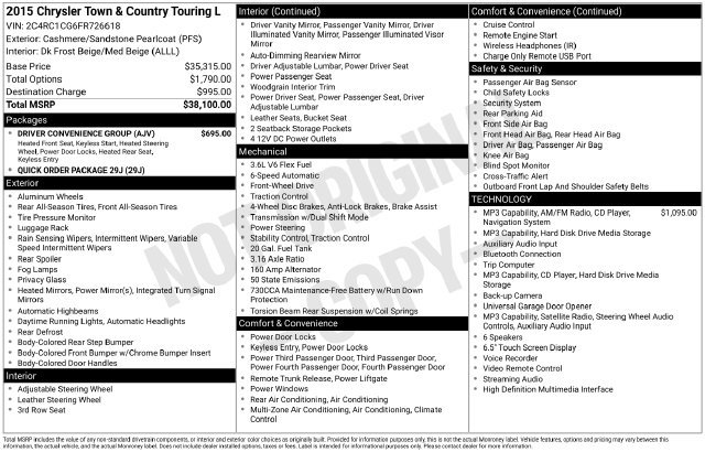 Used 2015 Chrysler Town & Country Touring-L w/ Driver Convenience Group FWD image 20