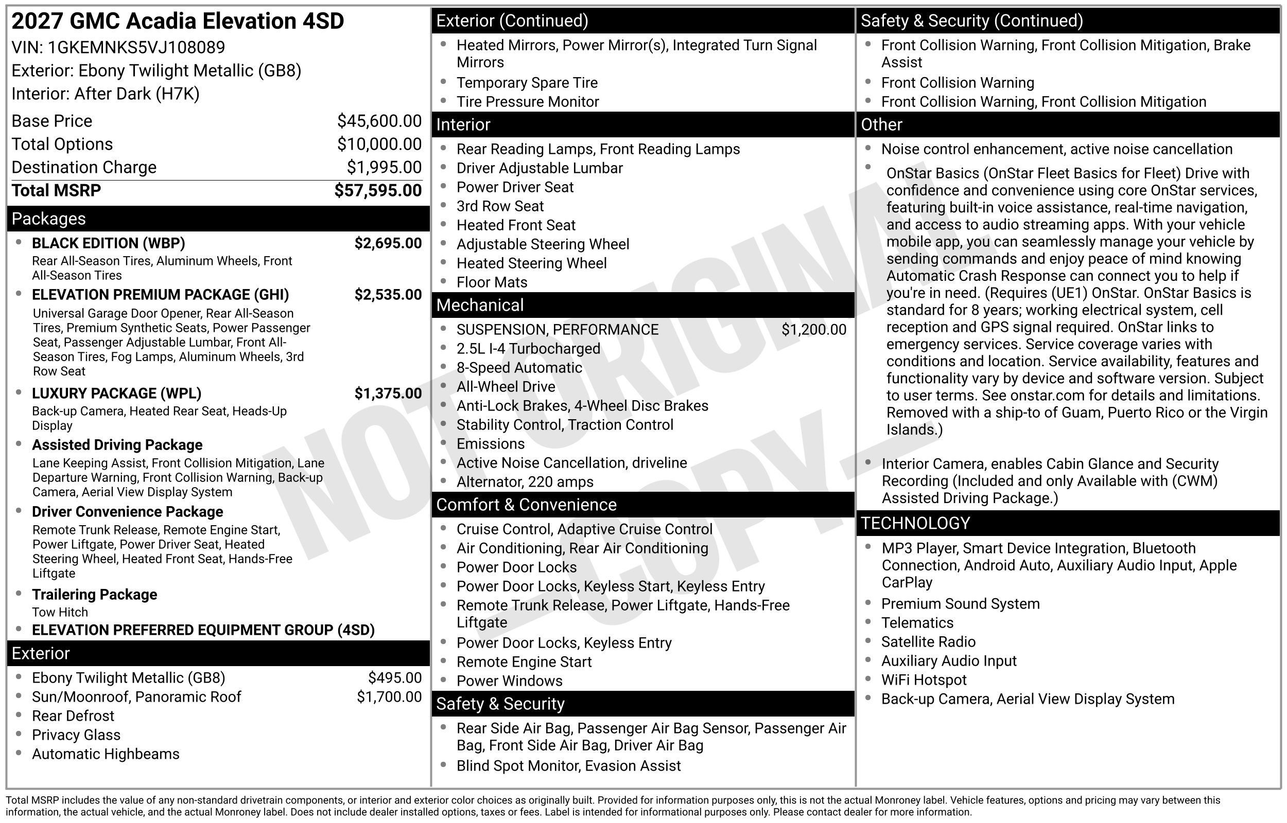 New 2027 GMC Acadia Elevation w/ Black Edition AWD/4WD image 47