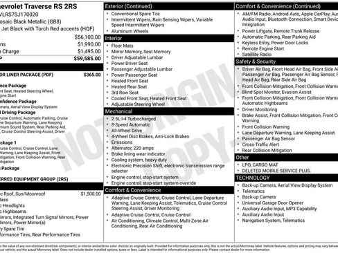 Used 2025 Chevrolet Traverse RS w/ LPO, Floor Liner Package AWD/4WD image 11