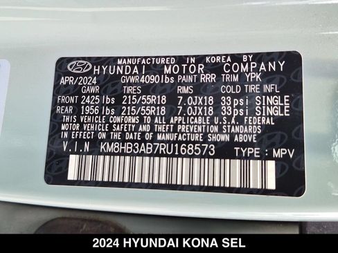 Used 2024 Hyundai Kona SEL FWD image 24